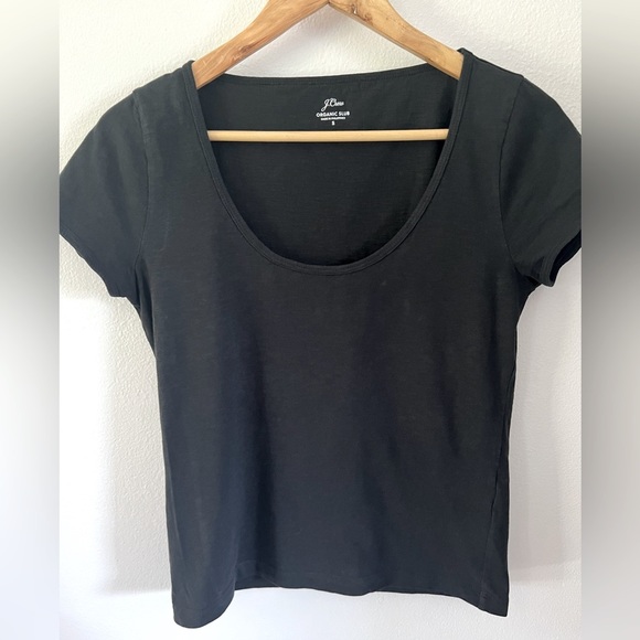 J. Crew Organic Slub Size Small Black Short Sleeve Scoop Neck T-shirt - Picture 2 of 7